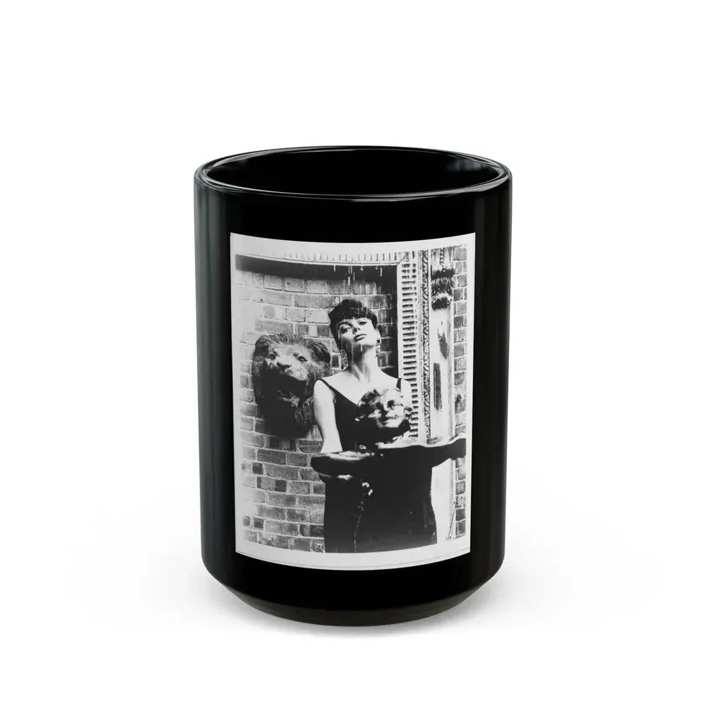 Barbara Steele #76 (Vintage Female Icon) Black Coffee Mug 15oz - Go Mug Yourself