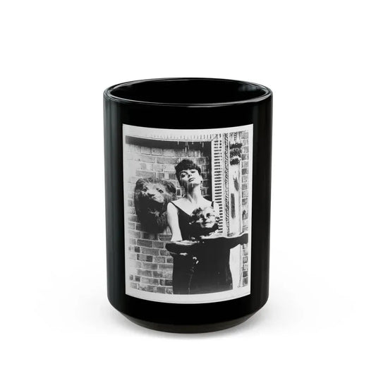 Barbara Steele #76 (Vintage Female Icon) Black Coffee Mug 15oz - Go Mug Yourself