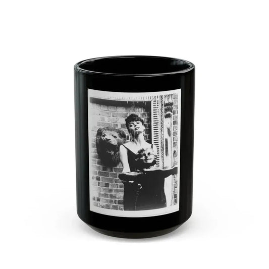 Barbara Steele #76 (Vintage Female Icon) Black Coffee Mug 15oz - Go Mug Yourself