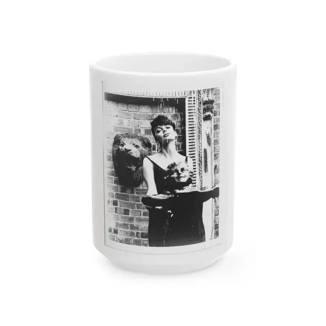 Barbara Steele #76 (Vintage Female Icon) White Coffee Mug 15oz - Go Mug Yourself