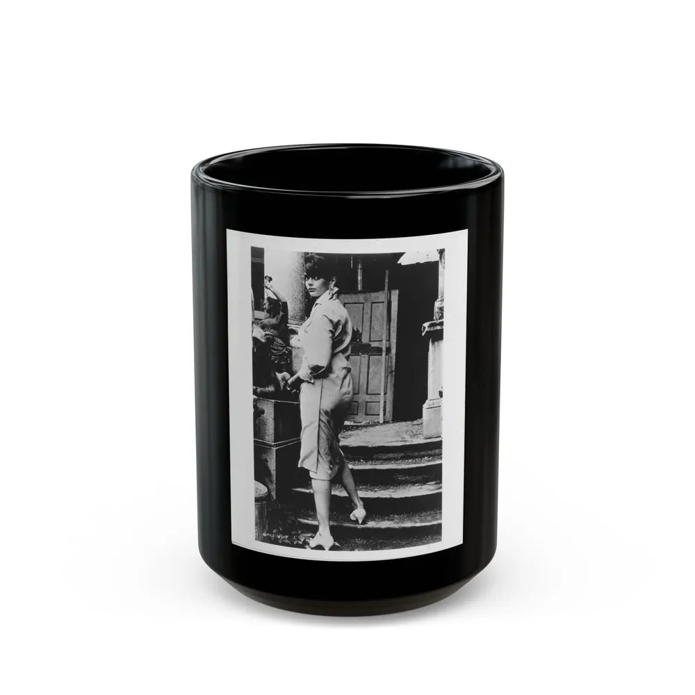 Barbara Steele #77 (Vintage Female Icon) Black Coffee Mug-15oz-Go Mug Yourself