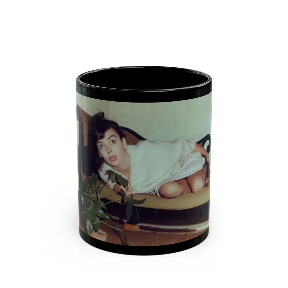 Barbara Steele #94 (Vintage Female Icon) Black Coffee Mug-11oz-Go Mug Yourself