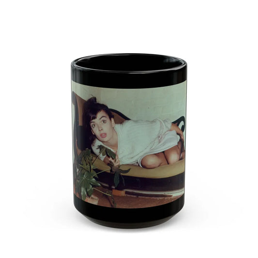 Barbara Steele #94 (Vintage Female Icon) Black Coffee Mug-15oz-Go Mug Yourself