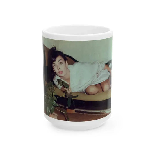Barbara Steele #94 (Vintage Female Icon) White Coffee Mug 15oz - Go Mug Yourself