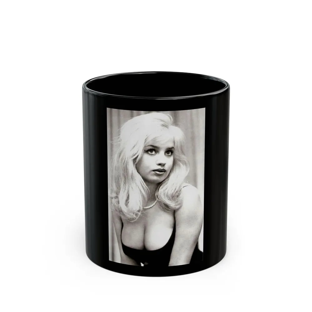 Barbara Valentin #01 (Vintage Female Icon) Black Coffee Mug-11oz-Go Mug Yourself