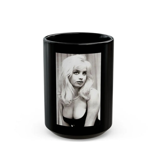 Barbara Valentin #01 (Vintage Female Icon) Black Coffee Mug-15oz-Go Mug Yourself