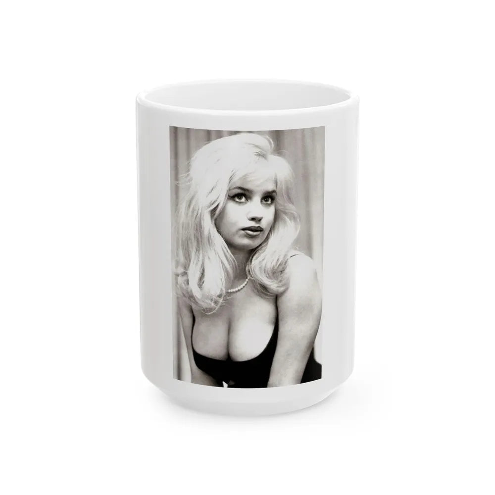 Barbara Valentin #01 (Vintage Female Icon) White Coffee Mug-15oz-Go Mug Yourself