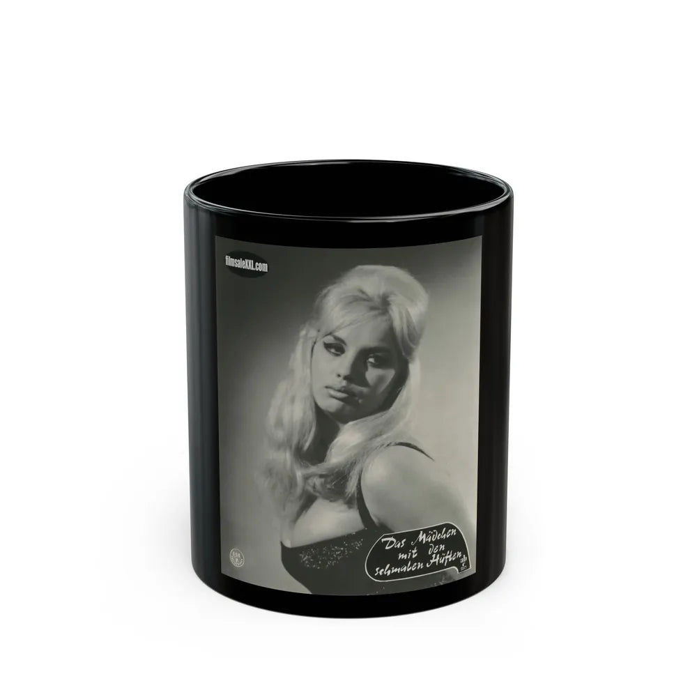 Barbara Valentin #04 (Vintage Female Icon) Black Coffee Mug-11oz-Go Mug Yourself