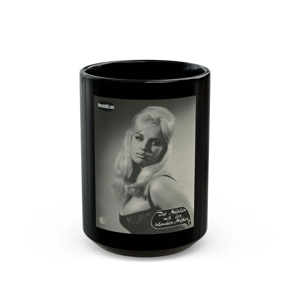 Barbara Valentin #04 (Vintage Female Icon) Black Coffee Mug-15oz-Go Mug Yourself