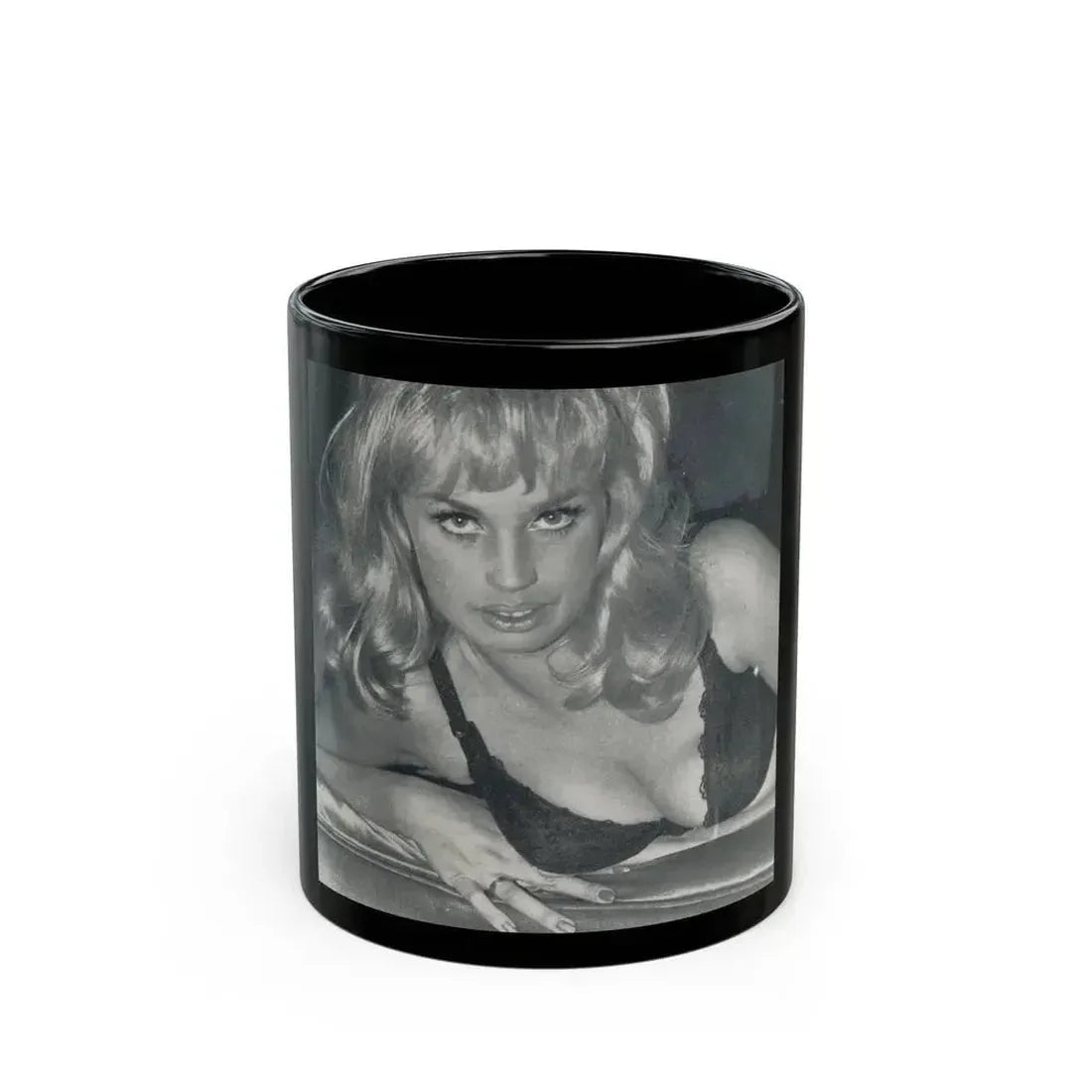 Barbara Valentin #06 (Vintage Female Icon) Black Coffee Mug 11oz - Go Mug Yourself