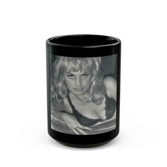 Barbara Valentin #06 (Vintage Female Icon) Black Coffee Mug-15oz-Go Mug Yourself