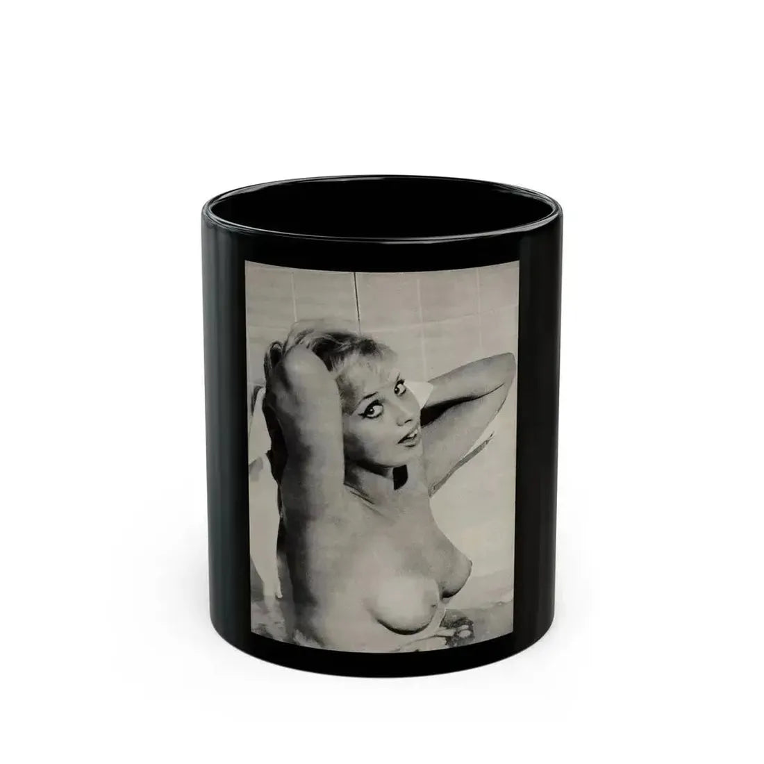 Barbara Valentin #09 - Topless (Vintage Female Icon) Black Coffee Mug 11oz - Go Mug Yourself