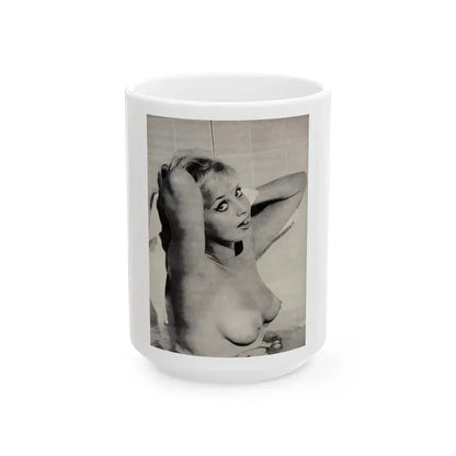 Barbara Valentin #09 - Topless (Vintage Female Icon) White Coffee Mug 15oz - Go Mug Yourself