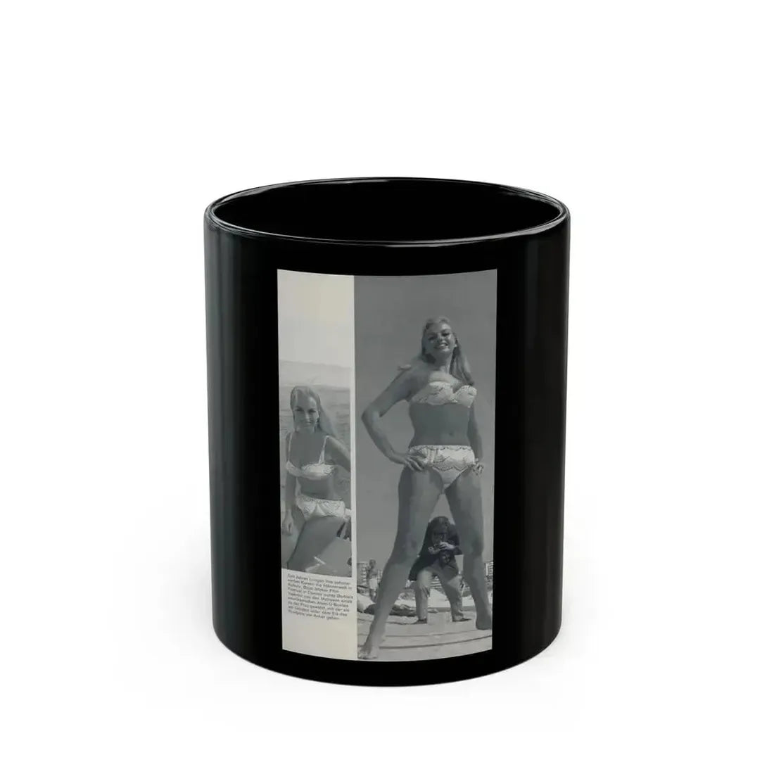 Barbara Valentin #16 - 2 Pics (Vintage Female Icon) Black Coffee Mug 11oz - Go Mug Yourself