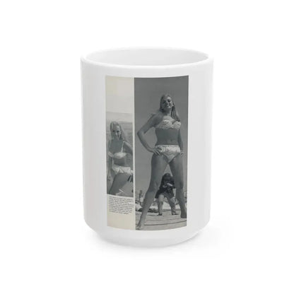 Barbara Valentin #16 - 2 Pics (Vintage Female Icon) White Coffee Mug 15oz - Go Mug Yourself
