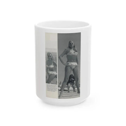 Barbara Valentin #16 - 2 Pics (Vintage Female Icon) White Coffee Mug 15oz - Go Mug Yourself