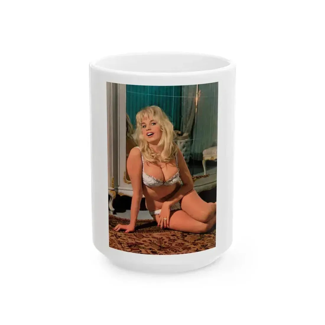 Barbara Valentin #17 (Vintage Female Icon) White Coffee Mug 15oz - Go Mug Yourself