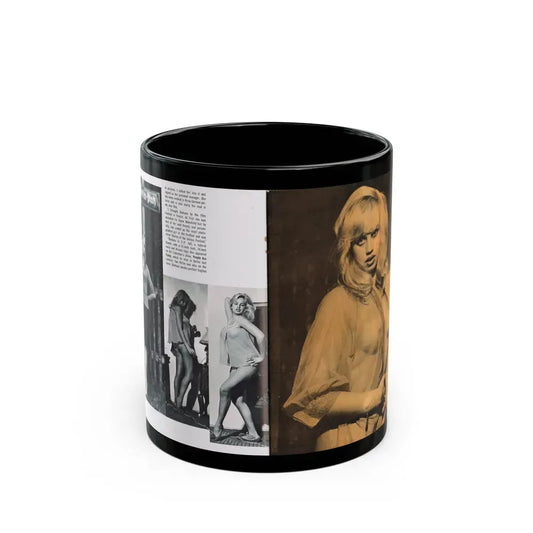 Barbara Valentin #36 - 3 Pics 1 see through top (Vintage Female Icon) Black Coffee Mug 11oz - Go Mug Yourself