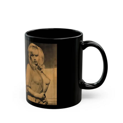 Barbara Valentin #36 - 3 Pics 1 see through top (Vintage Female Icon) Black Coffee Mug - Go Mug Yourself