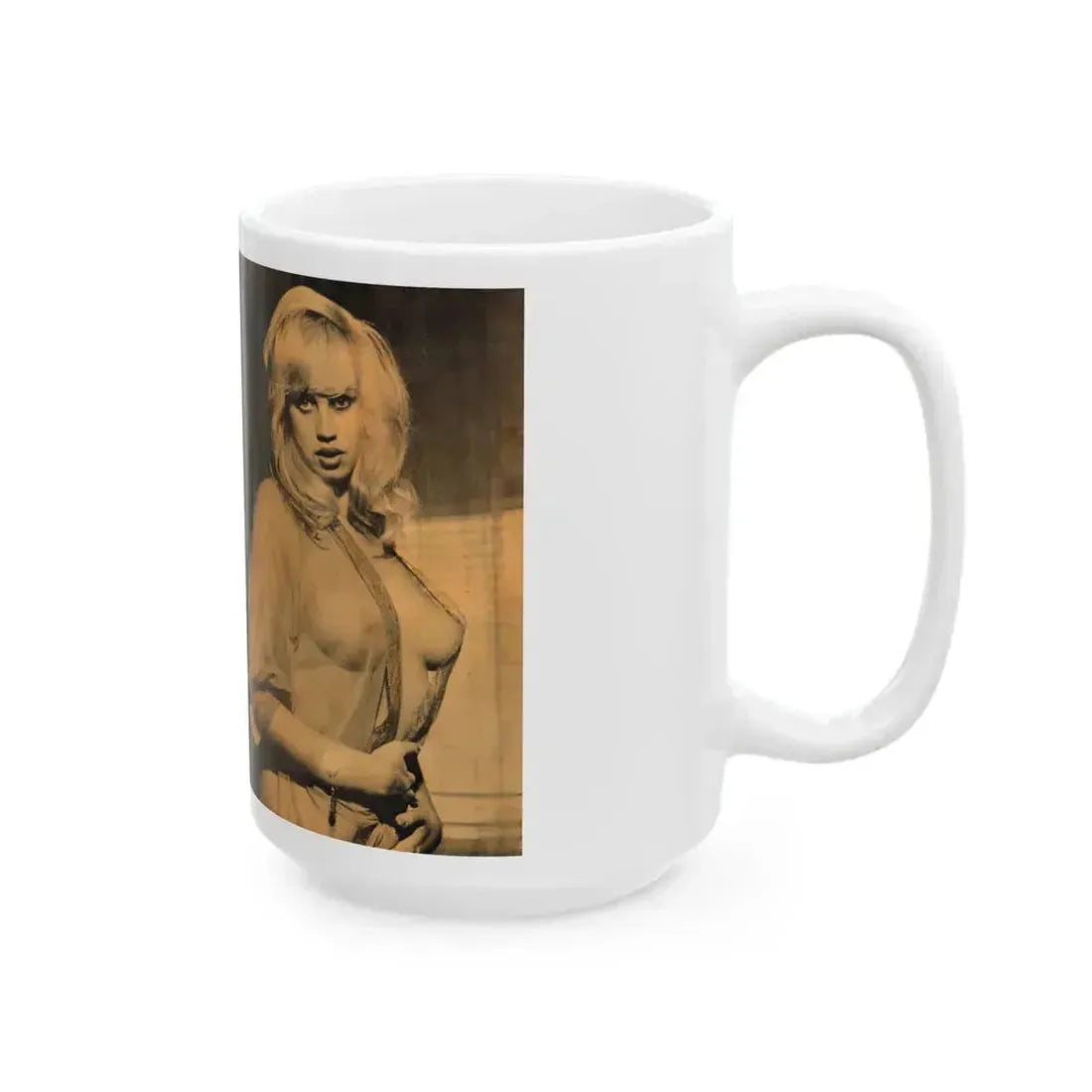 Barbara Valentin #36 - 3 Pics 1 see through top (Vintage Female Icon) White Coffee Mug - Go Mug Yourself