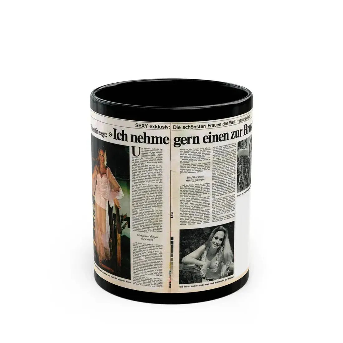 Barbara Valentin #37 (Vintage Female Icon) Black Coffee Mug 11oz - Go Mug Yourself