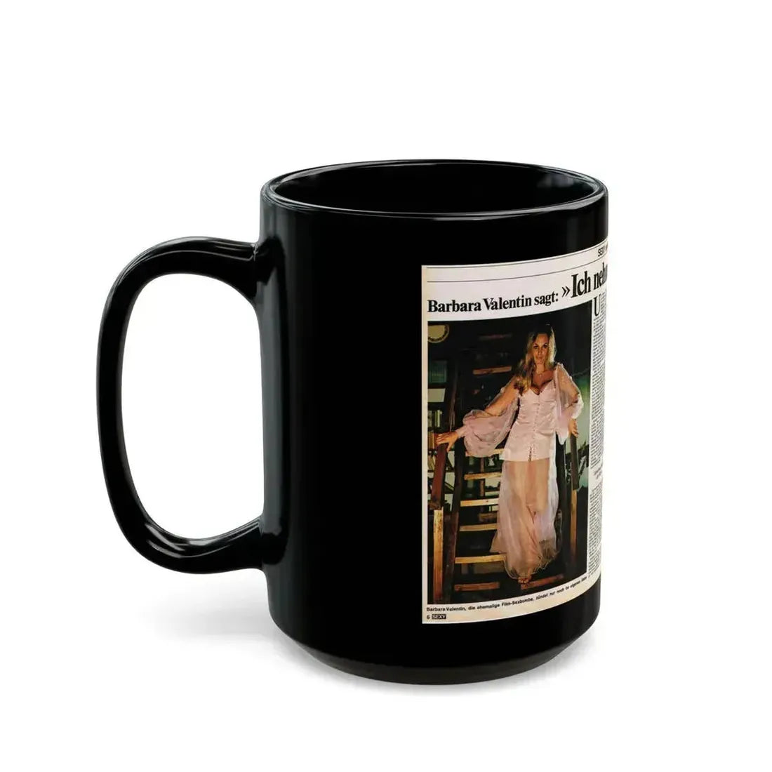 Barbara Valentin #37 (Vintage Female Icon) Black Coffee Mug - Go Mug Yourself