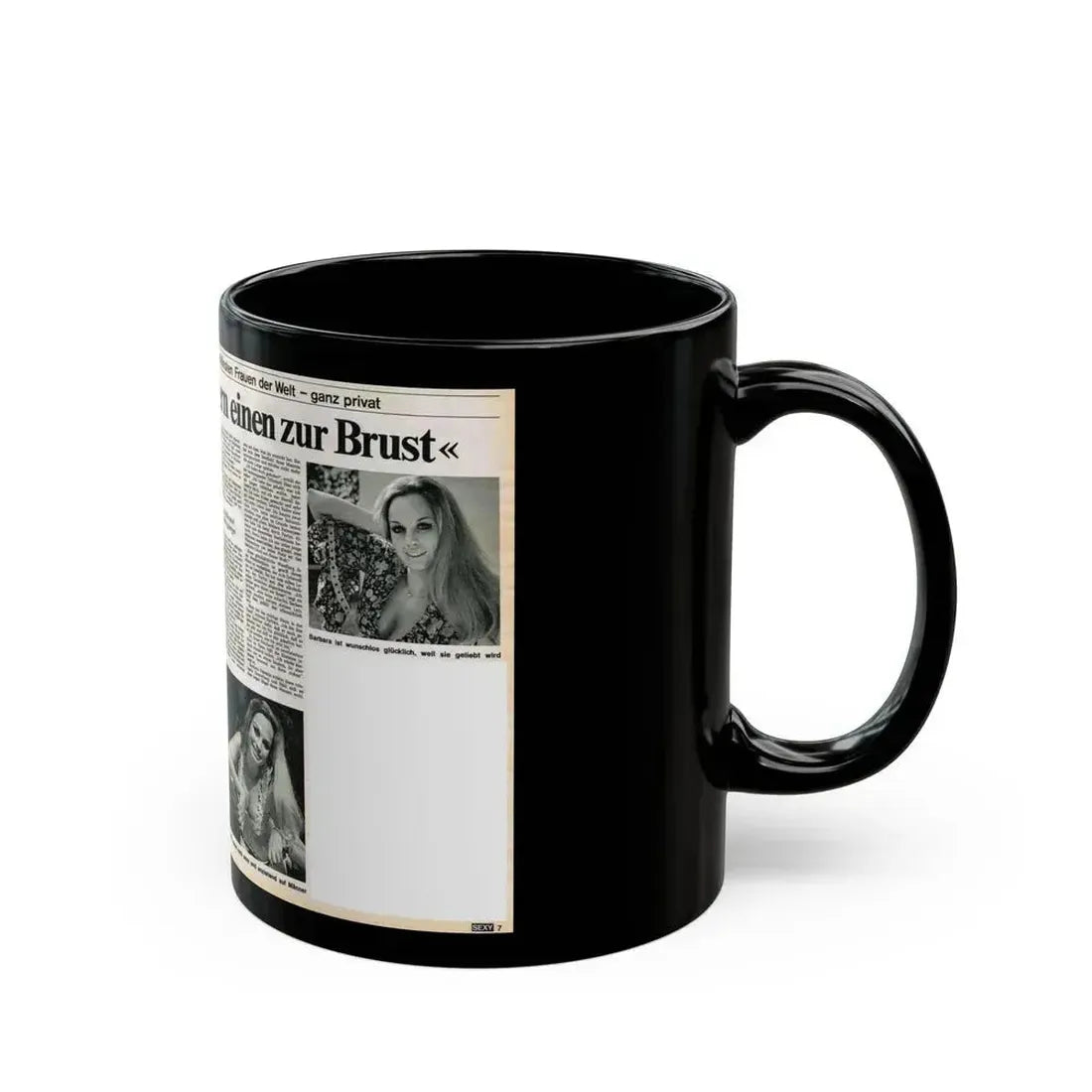 Barbara Valentin #37 (Vintage Female Icon) Black Coffee Mug - Go Mug Yourself