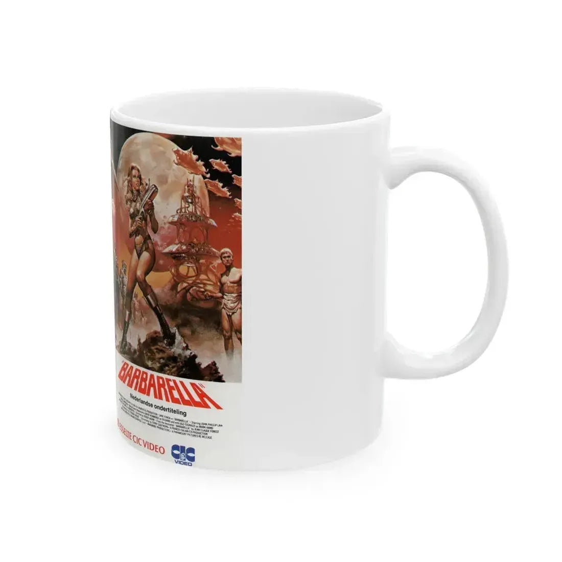 BARBARELLA (VHS COVER) - White Coffee Mug - Go Mug Yourself