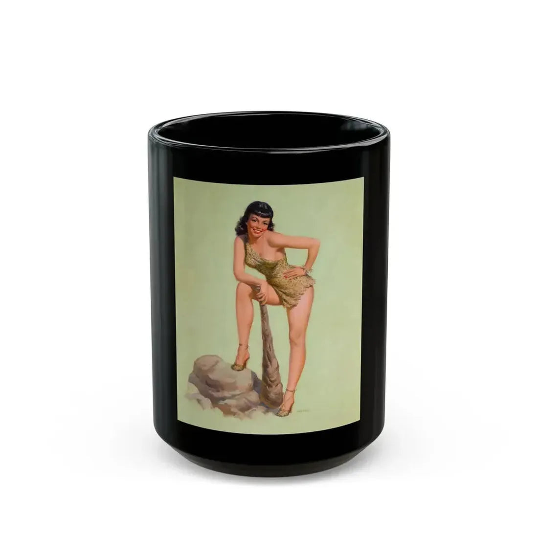 Barbarian Pin-Up - Black Coffee Mug 15oz - Go Mug Yourself