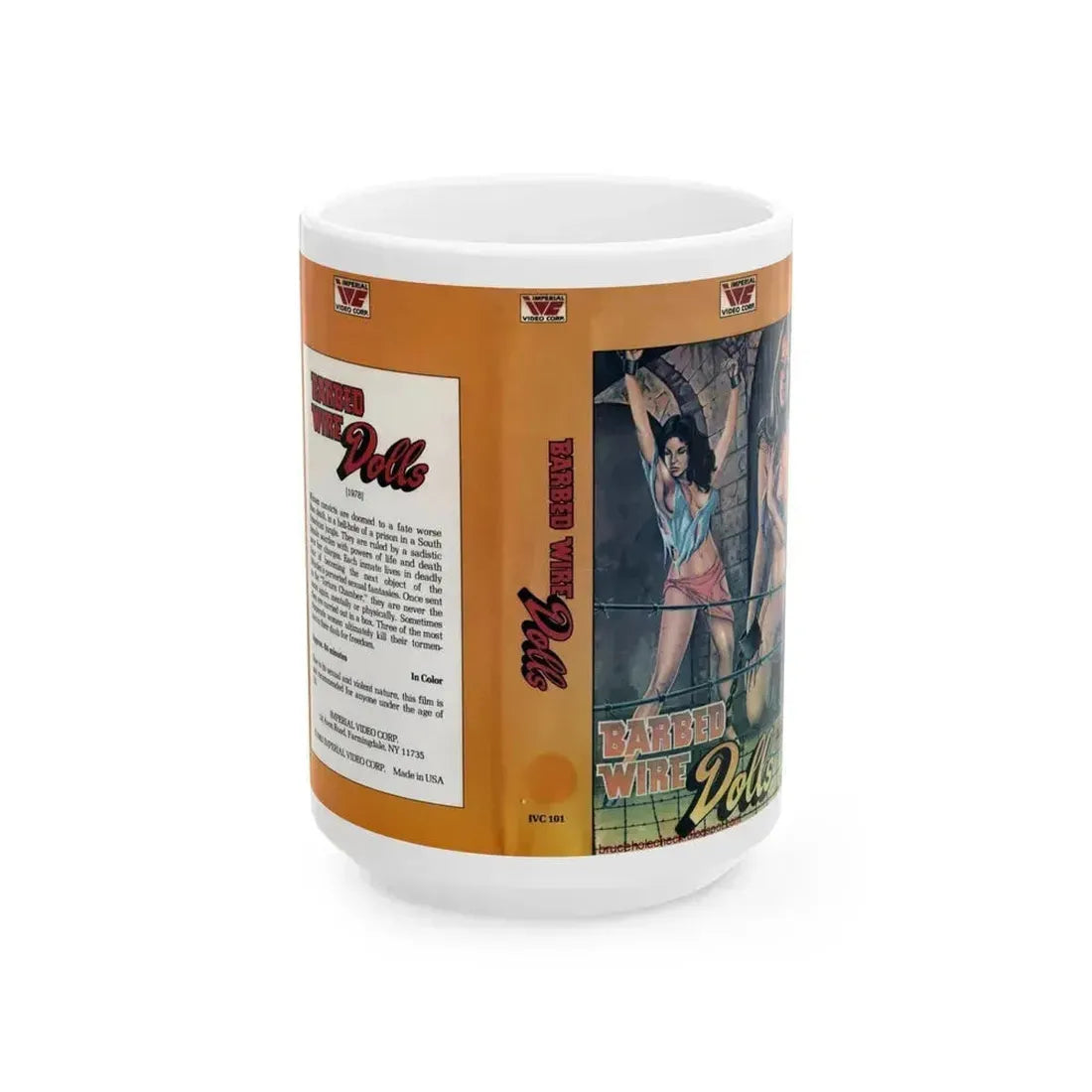 BARBED WIRE DOLLS (VHS COVER) - White Coffee Mug 15oz - Go Mug Yourself