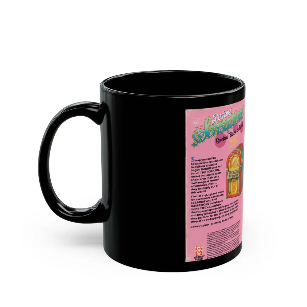 BARBIE SENSATIONS ROCKIN BACK TO EARTH (VHS COVER) - Black Coffee Mug-Go Mug Yourself