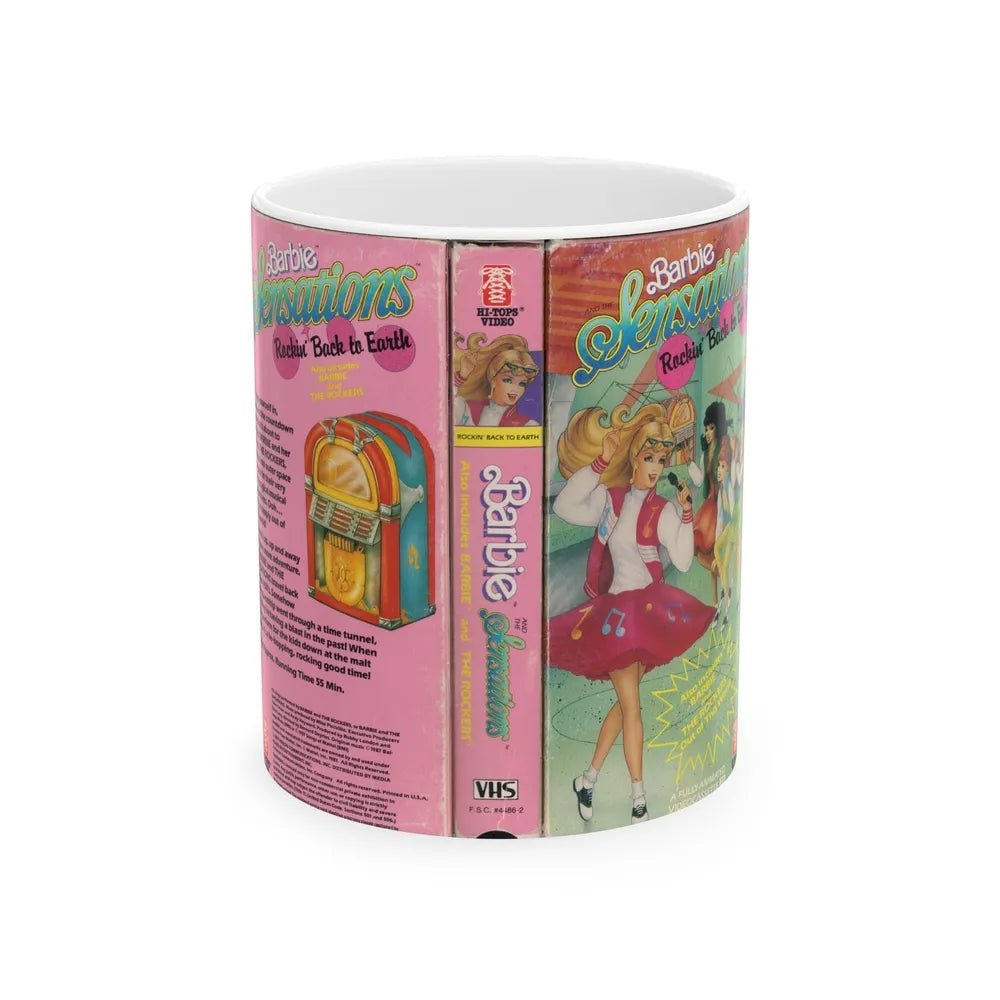 BARBIE SENSATIONS ROCKIN BACK TO EARTH (VHS COVER) - White Coffee Mug-11oz-Go Mug Yourself