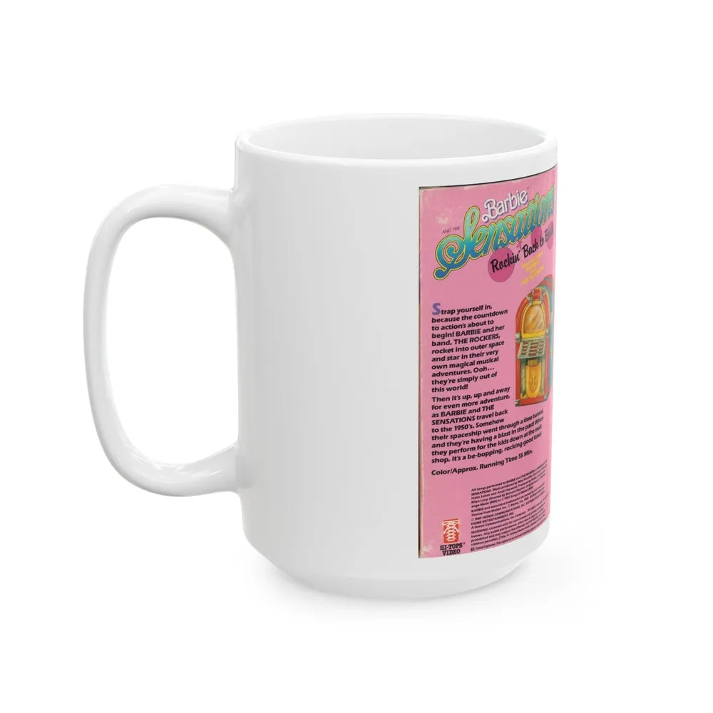 BARBIE SENSATIONS ROCKIN BACK TO EARTH (VHS COVER) - White Coffee Mug-Go Mug Yourself