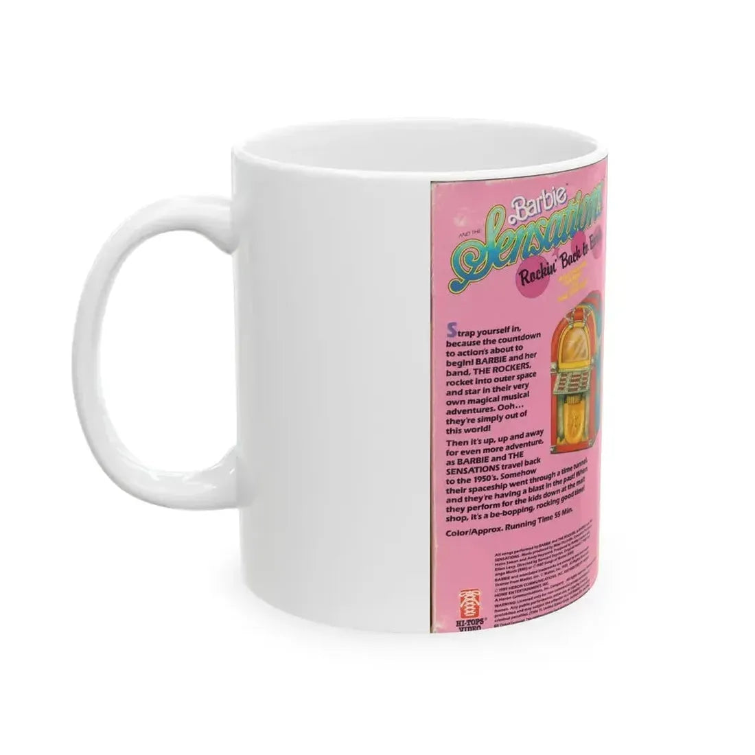 BARBIE SENSATIONS ROCKIN BACK TO EARTH (VHS COVER) - White Coffee Mug - Go Mug Yourself