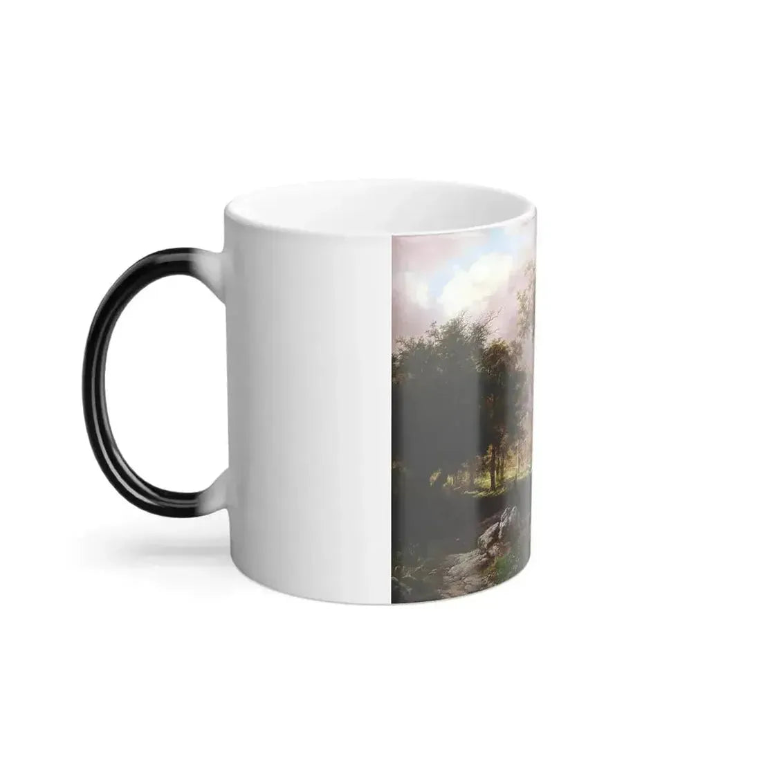 Barend Cornelis Koekkoek (1803-1862) a wooded landscape with figures along a stream - 1846 - Color Changing Mug 11oz - Go Mug Yourself