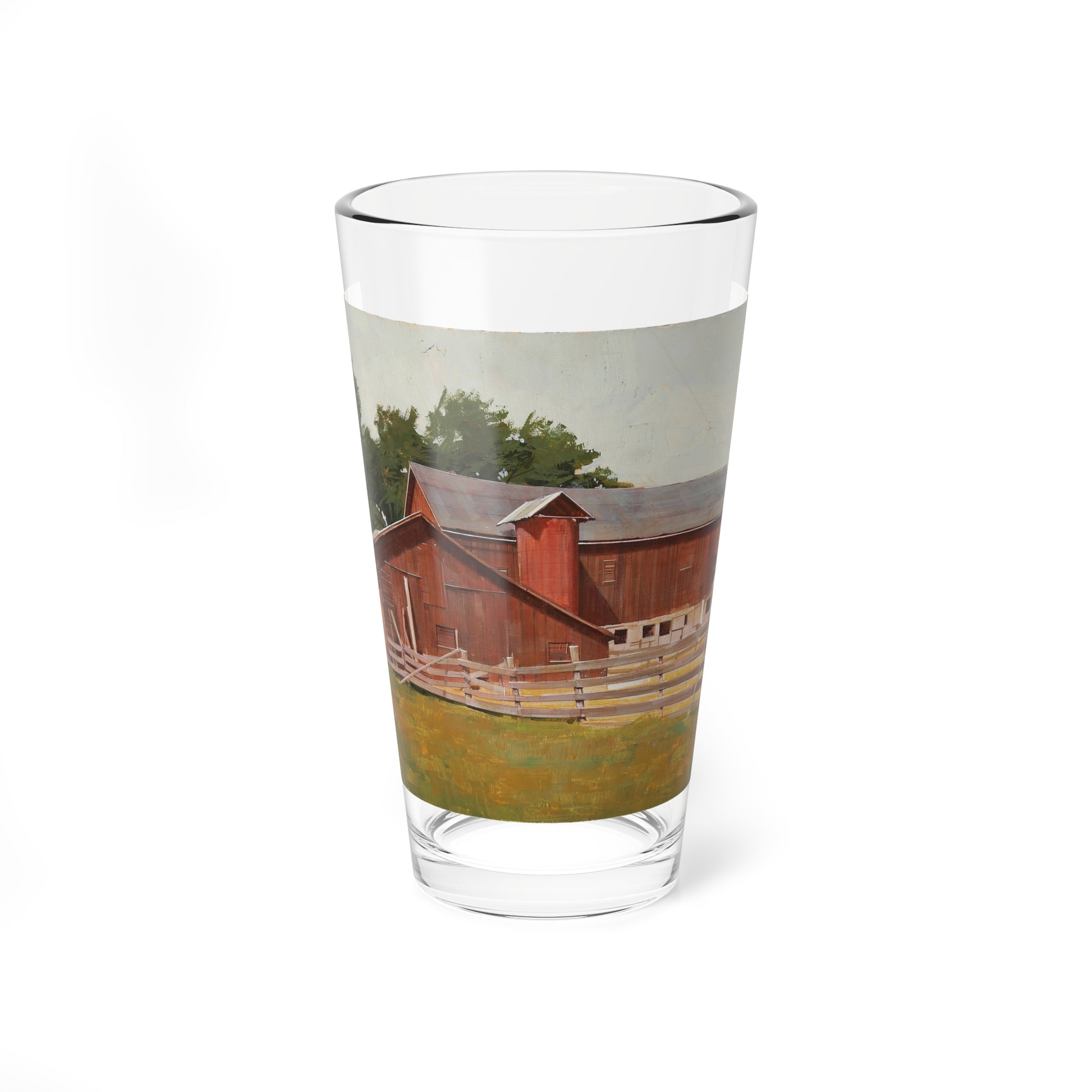 Barn Illustration - Pint Glass 16oz-16oz-Go Mug Yourself