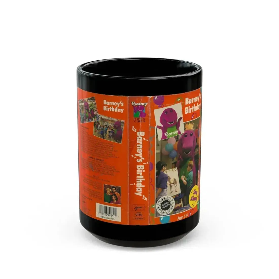 BARNEYS BIRTHDAY SING ALONG (VHS COVER) - Black Coffee Mug 15oz - Go Mug Yourself