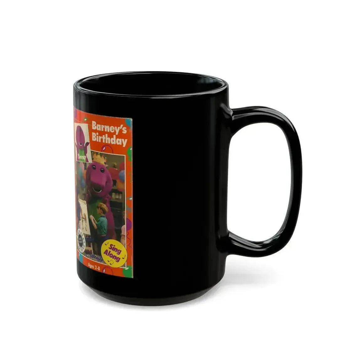 BARNEYS BIRTHDAY SING ALONG (VHS COVER) - Black Coffee Mug - Go Mug Yourself