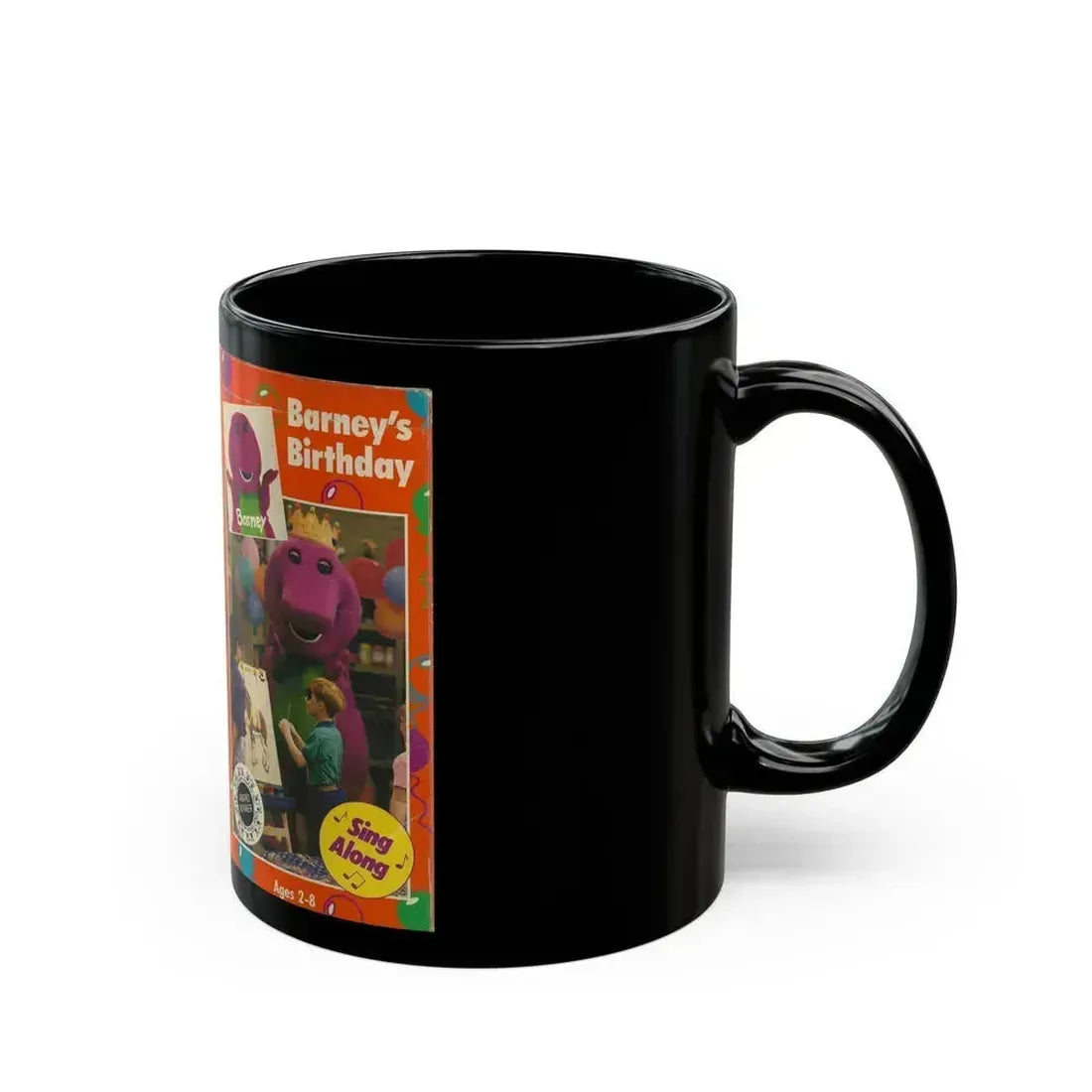 BARNEYS BIRTHDAY SING ALONG (VHS COVER) - Black Coffee Mug - Go Mug Yourself