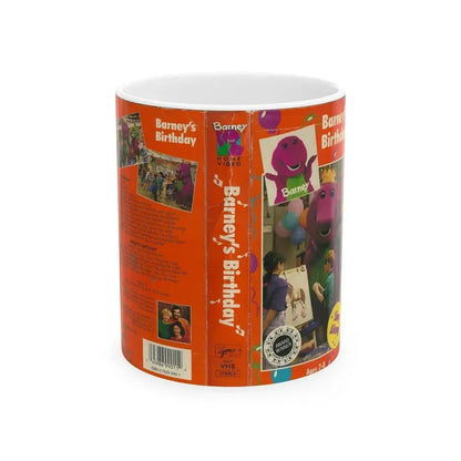 BARNEYS BIRTHDAY SING ALONG (VHS COVER) - White Coffee Mug 11oz - Go Mug Yourself