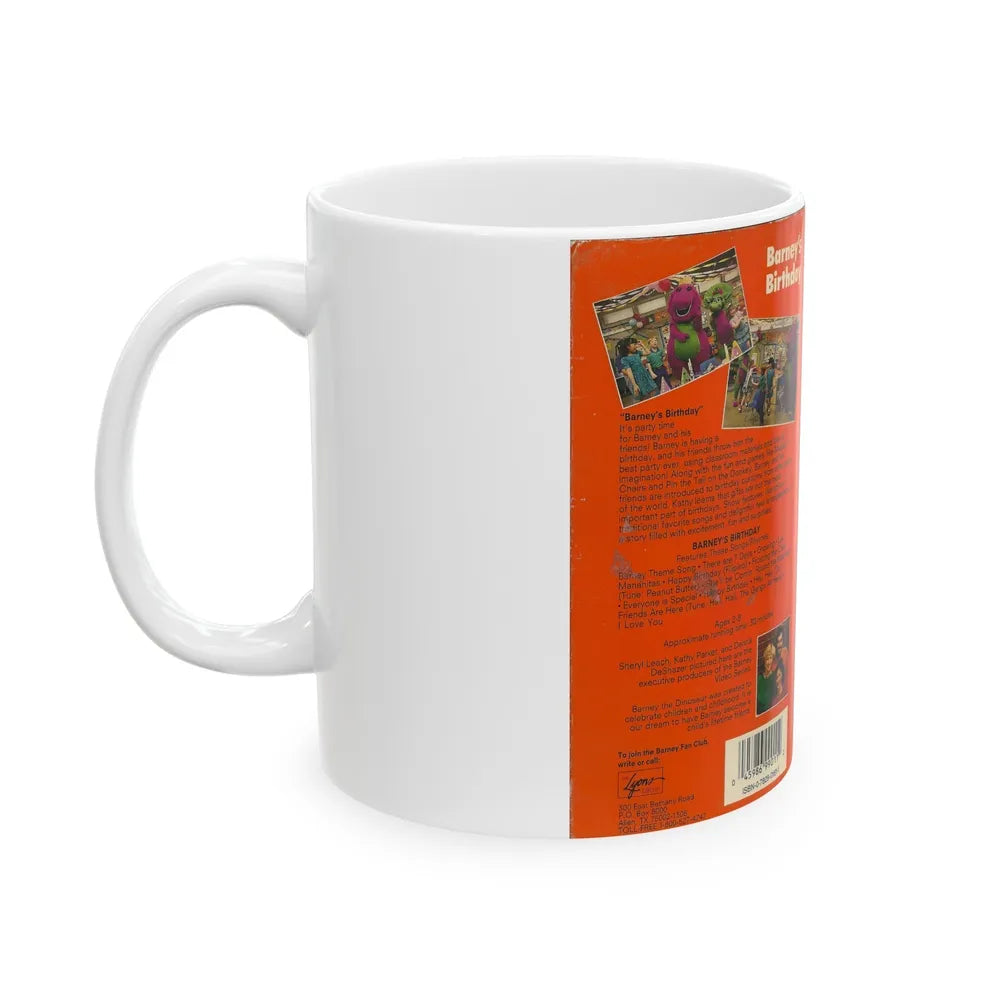 BARNEYS BIRTHDAY SING ALONG (VHS COVER) - White Coffee Mug-Go Mug Yourself