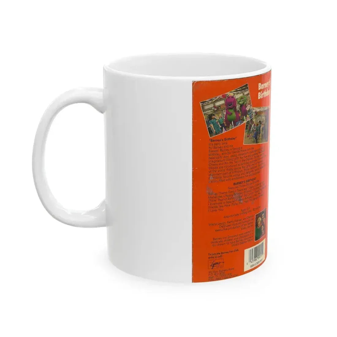 BARNEYS BIRTHDAY SING ALONG (VHS COVER) - White Coffee Mug - Go Mug Yourself