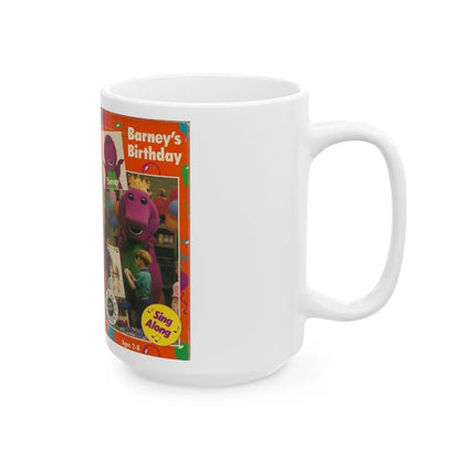 BARNEYS BIRTHDAY SING ALONG (VHS COVER) - White Coffee Mug-Go Mug Yourself