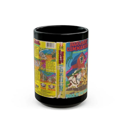 BARNYARD COMMANDOS BACK TO THE FARM HI TOPPS VIDEO (VHS COVER) - Black Coffee Mug 15oz - Go Mug Yourself