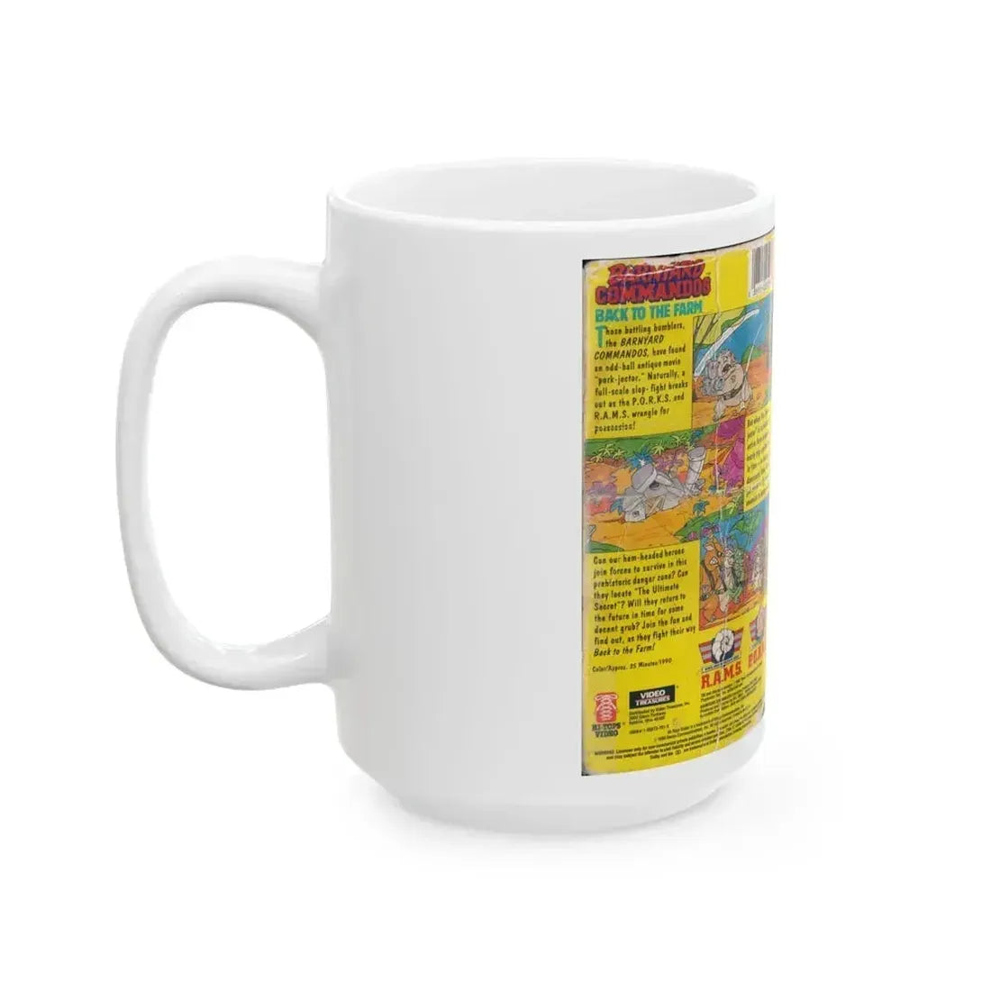 BARNYARD COMMANDOS BACK TO THE FARM HI TOPPS VIDEO (VHS COVER) - White Coffee Mug - Go Mug Yourself