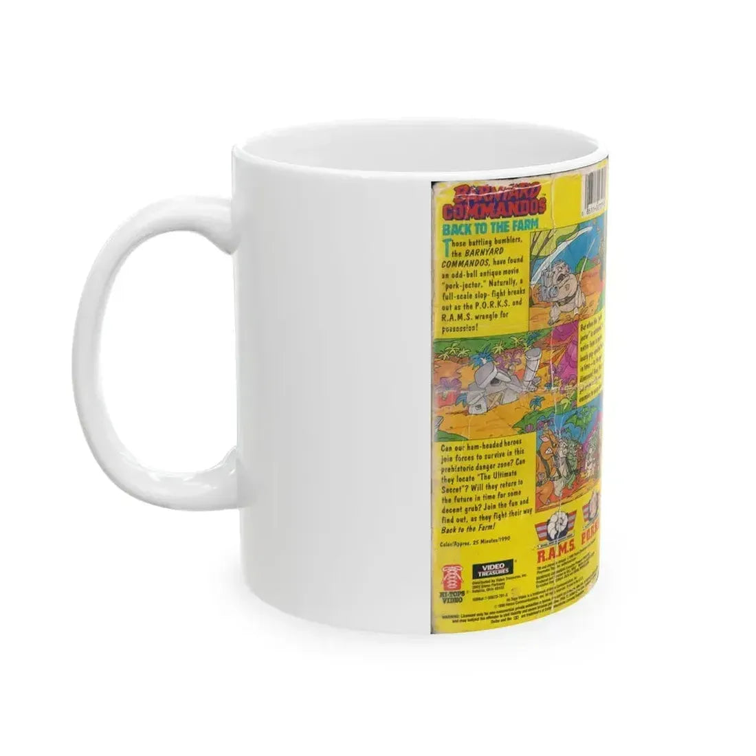BARNYARD COMMANDOS BACK TO THE FARM HI TOPPS VIDEO (VHS COVER) - White Coffee Mug - Go Mug Yourself
