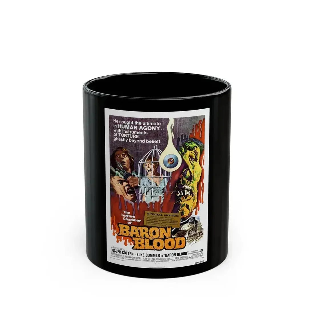 BARON BLOOD 1972 Movie Poster - Black Coffee Mug 11oz - Go Mug Yourself