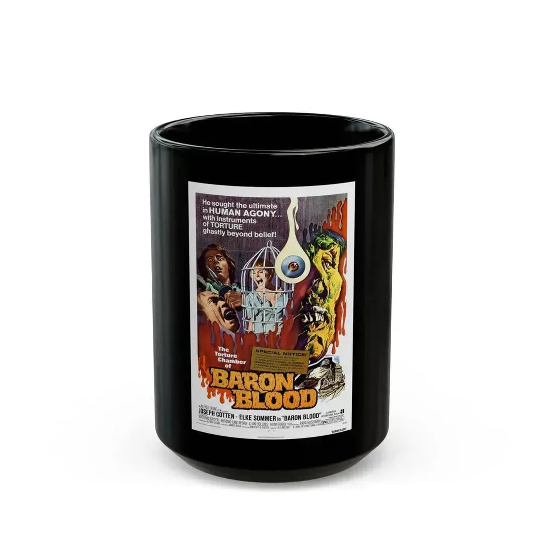 BARON BLOOD 1972 Movie Poster - Black Coffee Mug 15oz - Go Mug Yourself