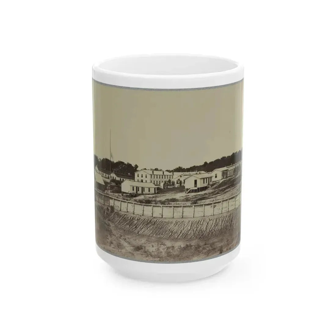 Barracks At Fort Carroll (U.S. Civil War) White Coffee Mug 15oz - Go Mug Yourself