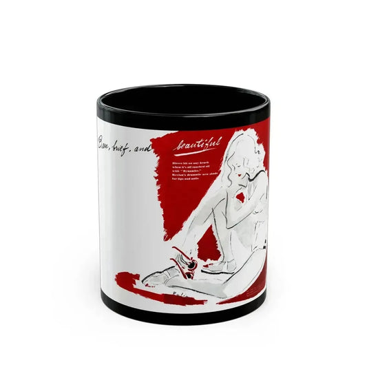 Base, brief, and beautiful, Fashion Illustration, 1945 - Black Coffee Mug 11oz - Go Mug Yourself